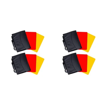 4 пакет футболни съдийски карти, предупредителни червени и жълти картони на съдията с листове за оценка на портфейла, молив футболни аксесоари
