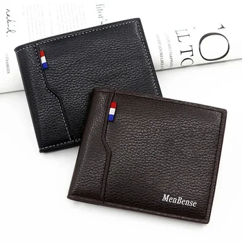 Нов мъжки къс портфейл мода прост PU мъжки портфейл портфейл монета чанта карта чанта многофункционална чанта