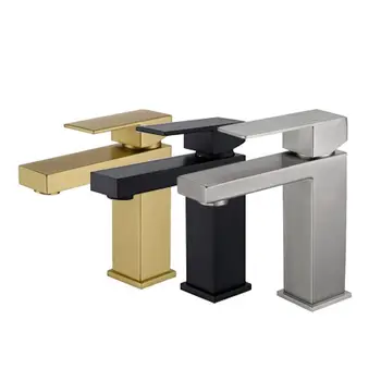 Square кранче неръждаема баня стомана злато таблица мивка мивка горещ студен миксер кран единична дупка кранче