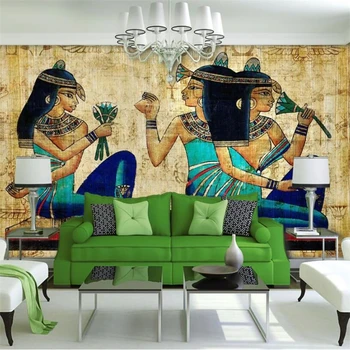 beibehang Персонализиран тапет 3d стенописи ръчно рисувани европейски древноегипетски стенопис характер телевизия фон стена хартия