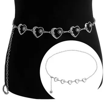 Fashion Metal All-match Hip Hop Style Punk Waist Chain Love Heart Waistband Dress Cummerbands Womans Belt