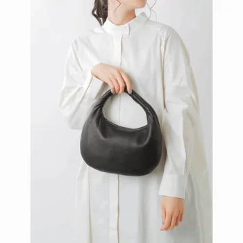 Нова полумесец чанта прост елен кожа рамо чанта ръка чанта ретро преносим пътуване чанта за жени