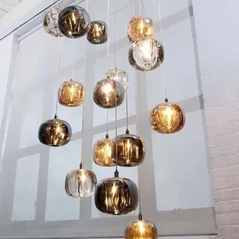 модерно изкуство кристал LED полилей за стълбище хол дълъг кристал топка висящи лампи Вътрешни кухненски островни осветителни тела
