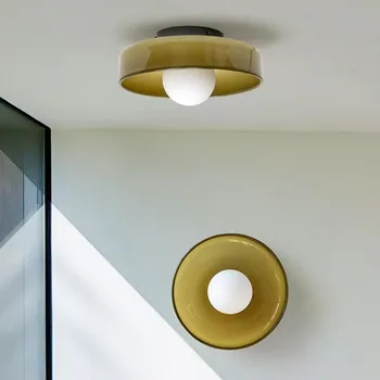 Disc Orb Стенна лампа Модерна стъклена лампа E27 оранжева дизайнерска лампа Нощно осветление Декорация на дома хол домашно осветление