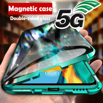 Телефон Shell за Samsung Galaxy S10 Plus S9 Plus S8 Plus 360 ° магнитен флип двустранен закалено стъкло капак Fundas телефон случай