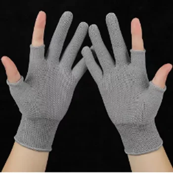 6Pairs Нови ръкавици за защита на труда Найлонови ръкавици за рязане на пръсти Колоездене Риболов Шофиране Сензорен екран Половин пръст Мъже и жени