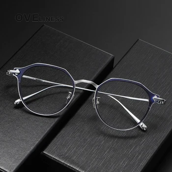 Чист титан очила рамка мъже жени ултралеки реколта кръг рецепта рамки за очила ретро оптични очила
