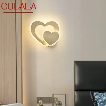 OULALA Вътрешен месинг сърце форми стена осветление LED 3 цвята творчески злато нощна лампа за дома хол декор