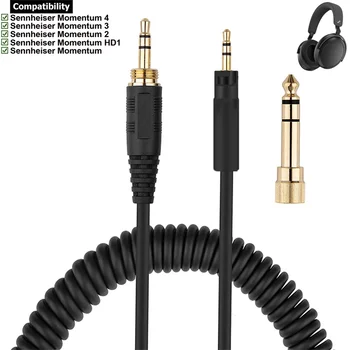 6.35mm Резервен пружинен навит кабелен удължителен кабел за Sennheiser Momentum 4 3 2 1 4.0 3.0 2.0 1.0 HD1 Слушалки за уши