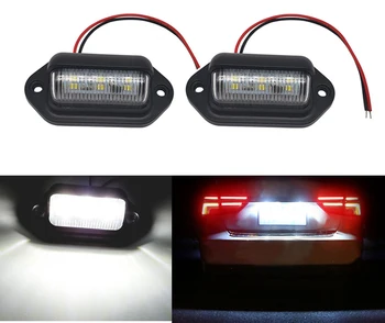 2Pcs 6 LED светлини за регистрационни номера Универсален автомобил камион SUV лиценз задна светлина водоустойчиви задни светлини инструменти аксесоари