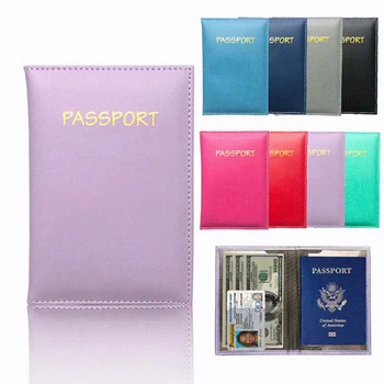 Блокиране на притежателя на паспорта за пътуване Капак Тънък калъф за лична карта Пътна чанта Паспортен протектор Аксесоари за пътуване Портфейли