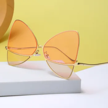 Нова голяма рамка Слънчеви очила за котешко око Дизайнер на марката на жените Метални слънчеви очила Жени Очила за пътуване на открито UV400 Oculos De Sol
