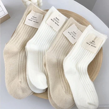 Зимни вълнени чорапи жени кашмир вълна сгъстяване топли жени чорапи Sox японска мода Harajuku плътен цвят термични дълги чорапи