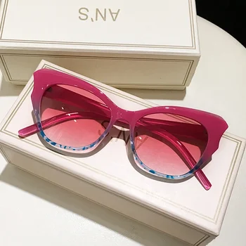 Котешко око Реколта слънчеви очила жени марка дизайнер мода градиент слънчеви очила женски нередовни бонбони цветове Oculos де Сол