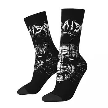 Хип-хоп реколта черен метал Pinhead луди мъжки компресия чорапи унисекс черен метал Harajuku модел отпечатани щастлив екипаж чорап