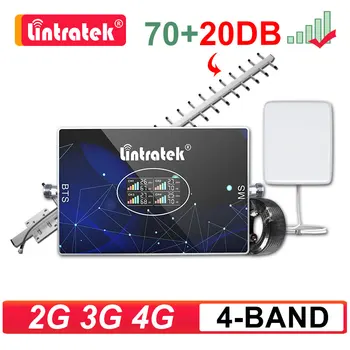 Lintratek 4 лентов клетъчен усилвател LTE 700 850 900 1700 1800 1900 2100 MHz усилвател на сигнала B28 2G 3G 4G репаетер 20dBi антена