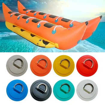 1PC сърф лодка лодка PVC кръпка с неръждаема стомана триъгълник D пръстен подложка / кръпка надуваема лодка кръпка кану палуба такелаж