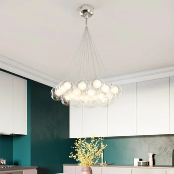 Nordic Simple Glass Ball Led полилей осветление модерна кухня хол аксесоари за декорация на дома 110 220v спалня лампа