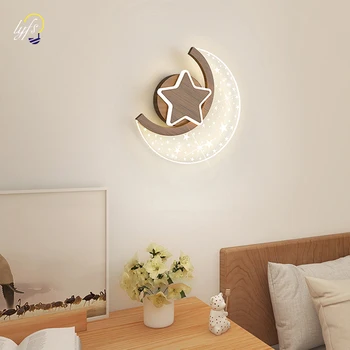 Nordic LED лампа за стена Лунно звездно осветително тяло Интериорно осветление Начало Спалня Нощно шкафче Детска стая Декорация Стенни светлинни свещи