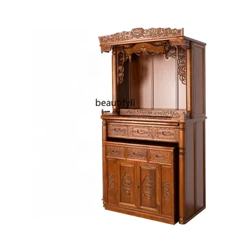 Масивна дървесина Буда кабинет дрехи гардероб олтар домакинство модерен бог на богатството китайски стил с врата олтар мебели