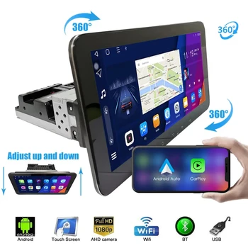Универсална ротация на 360 градуса Android 11 Радио за кола 1 Din Player 10'' GPS BT видео Мултимедия Автомобилен аксесоар Радио Android плейър