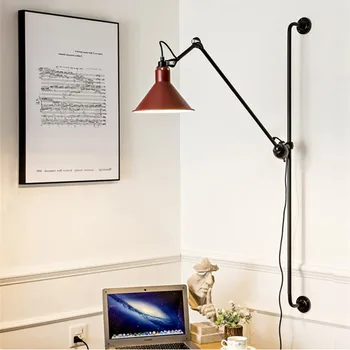 Индустриална LED въртяща се стенна лампа реколта желязо люлка рамо стена лампа за спалня хол офис декор дизайнер 214 стена светлина