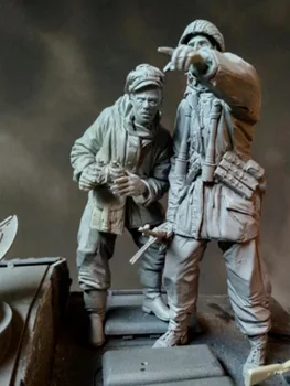 Войник от смола 1/16 съвременен офицер и екипаж (2 фигури) Модел Unassambled Небоядисана фигура Строителен комплект
