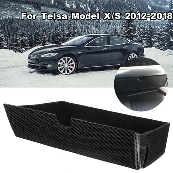 Carbon Style Center Console Кутия за съхранение Тава за чекмеджета за Tesla Model X Model S 2012 2013 2014 2015 2016 2017 2018