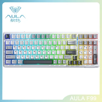 AULA F99 безжичен Bluetooth механична клавиатура уплътнение PBT клавиши Hot Swappable ABS PC RF4 плоча персонализиране Гейминг клавиатури