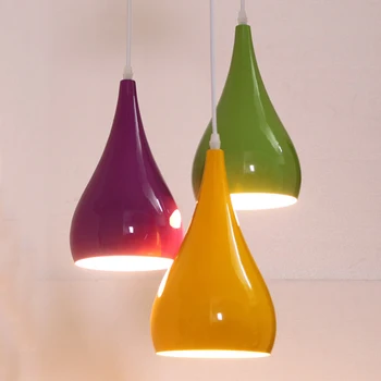Macaron окачване осветително тяло цветни LED желязо блясък висящи светлини сладък дом интериор полилеи лампи за таван