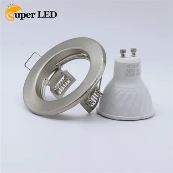 LED лунички вдлъбнати кръгли сатен никел таван прожектори метал нарязани дупка 60 мм рамка