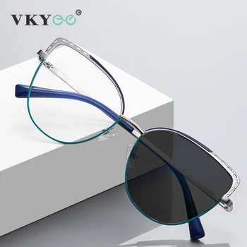 VKYEE метални геометрични дамски анти-синя светлина очила модерен дизайн адаптивни рецепта фотохромни 3112