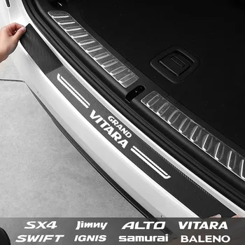 1Pc въглеродни влакна кола задна врата багажника броня стикер за Suzuki Swift SX4 Jimny Grand Vitara Baleno Samurai Alto Auto аксесоари