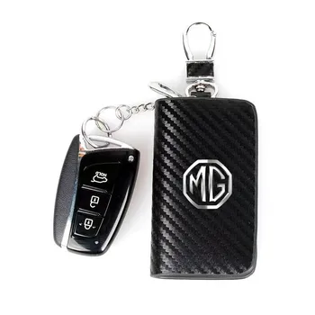  Carbon Fiber Car Key Case Waist Hanging Key Storage Bag For MG Morris Garages MG 6 3 5 7 TF ZR ZS HS GS GT Hector RX5 RX8