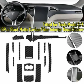 Carbon влакна център конзола обвивка винил стикер подстригване за Tesla модел X / S 2012-2021 кола интериор панел таблото стикер набор
