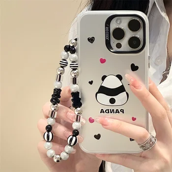 Love Panda Подходящ за iPhone 14 Pro Cartoon 12/13 Promax Apple 15 калъф за телефон iPhone 11 Pro матирано лазерно 11 гривна X / XS