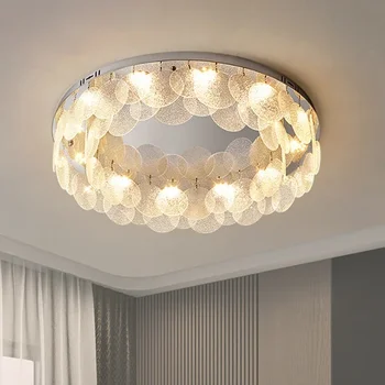 Модерна минималистична кръгла стъклена таванна лампа Проучване спалня кристал Led вътрешно осветление за декорация на дома