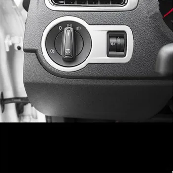 Автомобилен интериорен превключвател за фарове от неръждаема стомана декоративна рамка, подходяща за VW Volkswagen Polo 2011- 2018 Безплатна доставка за стайлинг на автомобили