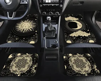Mandala Car Mat, Moon And Sun Aesthetic Psychedelic Mat, Celestial Floor Car Mat, Персонализирани аксесоари за кола за жени