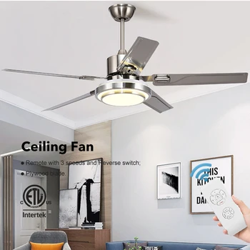 модерен стил LED неръждаема стомана таван вентилатор хол трапезария фен висулка лампа интегриран домашен декор домакински вентилатор полилей