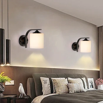 Модерна стенна светлина Вътрешна стенна лампа Всекидневна декор E26 / E27 Socket Спалня Веранда Баня суета светлини Nordic стена лампа