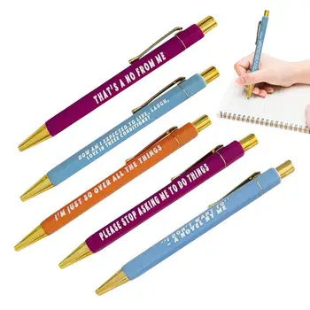 Хубави химикалки за работа 5бр Черно-напоени модни работни писалки Празничен подарък 5.3in гладка канцеларски материали за писма Бележки Списъци със задачи
