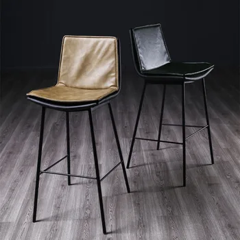 Кожен кадифен бар стол Nordic Barber Metal Модерен висок черен облегалка Минималистичен стол с регулируема облегалка Начало Stuhl Детски мебели