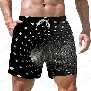 Горещо продавани мъжки нови шорти и плажни панталони през лятото на 2023 г., въртящ се градиент 3D отпечатан хавайски плажен стил мъжкиШорти
