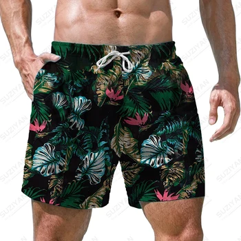 Лято нови мъжки шорти тропическо растение 3D отпечатани мъжки шорти случайни ваканция стил мъжки шорти мода тенденция мъжки шорти