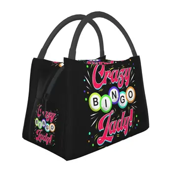 Custom Lucky Game Crazy Bingo Lady Gambling Player Lunch Bags Women Cooler Warm Insulated Lunch Box for Office Travel