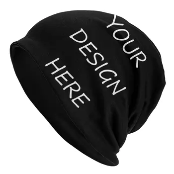 Персонализирайте текста на логото на снимката си Печат Slouchy Beanie Hat Вашият дизайн тук DIY хип-хоп плетене Skullies Beanies Caps за външни ски