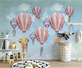 Персонализиран 3d тапет модерен Sky балон с горещ въздух животно детска стая стенопис фон стена 3d фото тапет