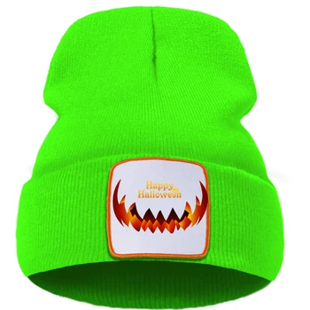 Хелоуин писмо тиква ужас зъби Унисекс капачка карикатура топла зимна шапка плътен цвят прости плетени капачки креативно качество капачка
