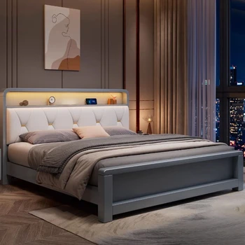 High End Villa Bed Frames Queen Modern Glamorous Full Size Bed Frame Wood Safe Multifunctional Camas De Casal Nordic Furniture